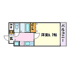 プレサンス覚王山D-Style2 1Kの間取図画像