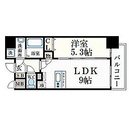 プレサンス丸の内流雅 1LDKの間取図画像