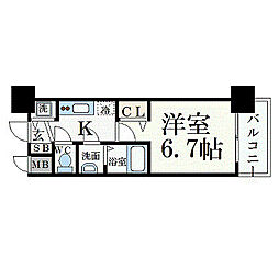 プレサンス丸の内流雅 1Kの間取図画像