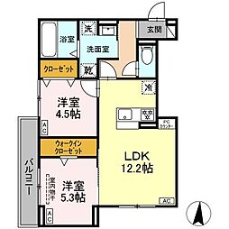 ルヴィータ大秋 2LDKの間取図画像