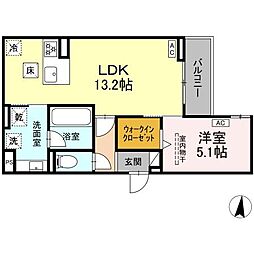 セレスティア高畑 1LDKの間取図画像
