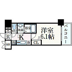 プレサンスTHEMOTOYAMA 1Kの間取図画像