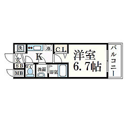 プレサンス丸の内流雅 1Kの間取図画像