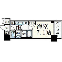 プレサンス桜通ベルノ 1Kの間取図画像