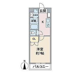 アールズタワー池下西 1Kの間取図画像