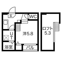 ヒルズ黒川 1Kの間取図画像