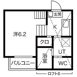 レクセルズ 1Kの間取図画像
