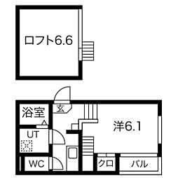 プリエ中村公園 1Kの間取図画像