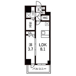 メイクスデザイン名駅南 1DKの間取図画像