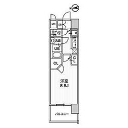 ラドゥセール志賀本通2 1Kの間取図画像