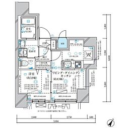 ディアレイシャス名古屋中村公園II 1LDKの間取図画像
