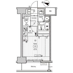プログレッソ八田 ワンルームの間取図画像