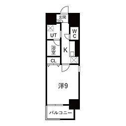 トレヴィ高岳 1Kの間取図画像