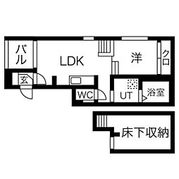 ハーモニーテラス愛知町 1LDKの間取図画像