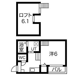 グリーンリーフ名城清水 1Kの間取図画像