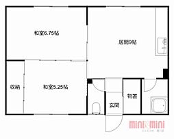 にちりん荘 2DKの間取図画像