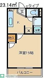 パシフィックハイツC 1Kの間取図画像