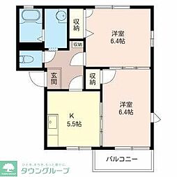 サンドゥエルD 2Kの間取図画像