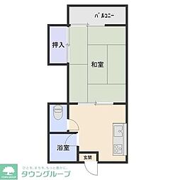 東ハイツかんざわ 1DKの間取図画像