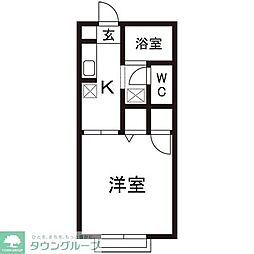 サンビアンR棟 1Kの間取図画像
