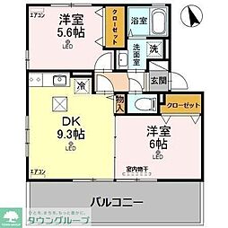 ソラリスA 2DKの間取図画像