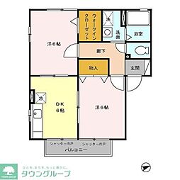 ウィルモアB 2DKの間取図画像