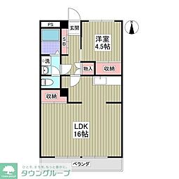 パークサイド篠崎 1Kの間取図画像