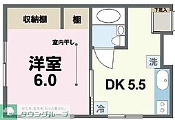 若松ビル 1DKの間取図画像