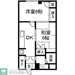 滝沢ハイツ 2DKの間取図画像