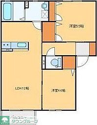 ハートレーベン 2LDKの間取図画像