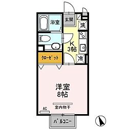 ナカイパレスA 1Kの間取図画像