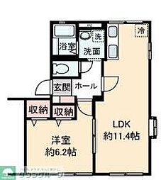 シティハイムFIK-C 1LDKの間取図画像