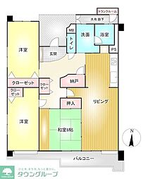 T-oneMIYAHARAWestB 3SLDKの間取図画像
