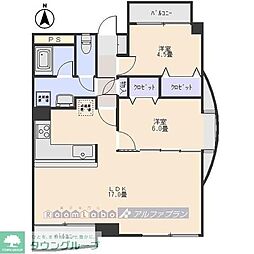 アルファ文京町マンション 2LDKの間取図画像
