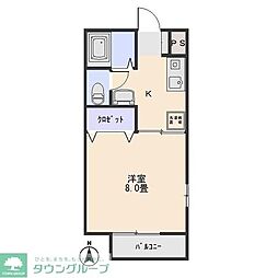 サニーハイツ中島A 1Kの間取図画像