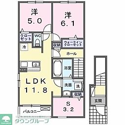 カレント レジデンス 下増田II 2LDKの間取図画像