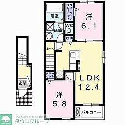 カレント レジデンス 下増田III 2LDKの間取図画像