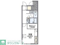 レオパレス桃木 1Kの間取図画像