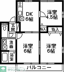 ハイム連取B 3DKの間取図画像