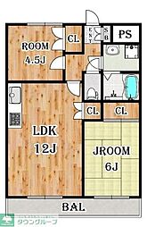 リアライズ前橋中央 2LDKの間取図画像