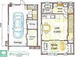 エバーグリーンハウス 1SLDKの間取図画像