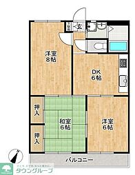 アメニティパレス・ワタナベ 3DKの間取図画像