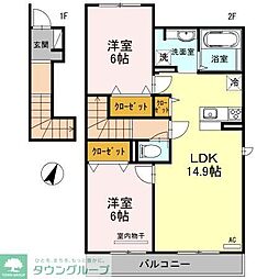 グランヴェール・2A 2LDKの間取図画像