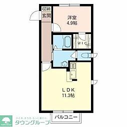 プロムナードB 1LDKの間取図画像