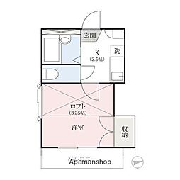 ＧーＦＬＡＴ日吉町 2階1Kの間取り