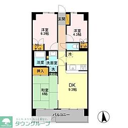 ハイラーク高崎 3DKの間取図画像