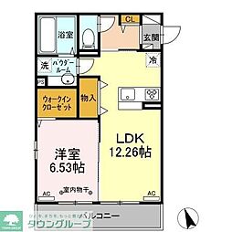 クロッシア三河町 1LDKの間取図画像