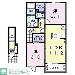 ラ・ロンディーネ2 2LDKの間取図画像
