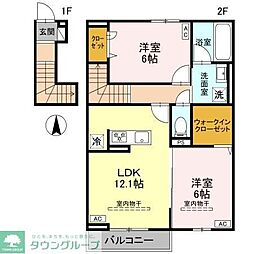高崎市下之城町アパート 2LDKの間取図画像
