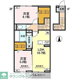 ハイトラスト B 2LDKの間取図画像